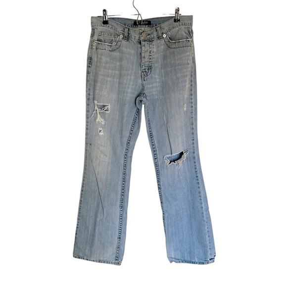 Vintage Y2K London Jean Distressed Bootcut Flare Light Wash Mid Rise - Picture 1 of 5